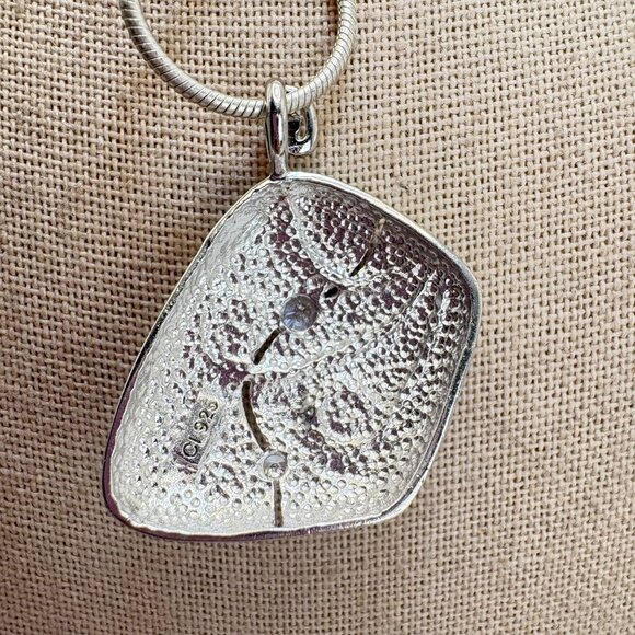 Sterling Silver 925 Freeform Scroll Design Pendant Necklace Size 17.5" Length - Picture 5 of 10